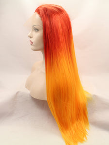 26" Sunset Orange Lace Front Wig 536