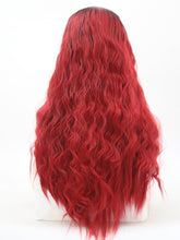Load image into Gallery viewer, Black Root Wine Red Wavy Lace Front Wig 070