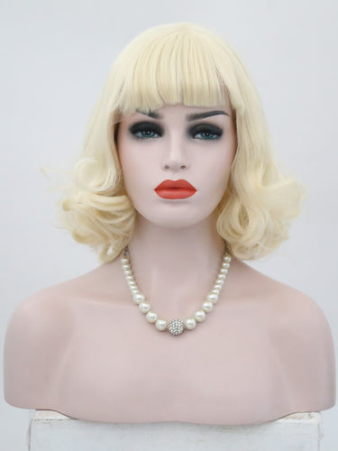 Light Blonde With Bang Wavy Lace Front Wig 118