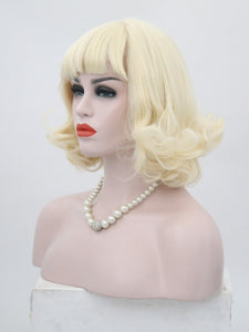 Light Blonde With Bang Wavy Lace Front Wig 118