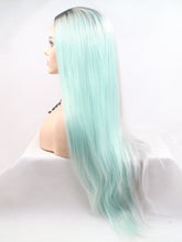Load image into Gallery viewer, Rooted Half Grey Half Blue Lace Front Wig 140
