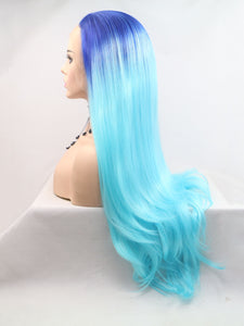 26" Gradient Sea Blue Lace Front Wig 141