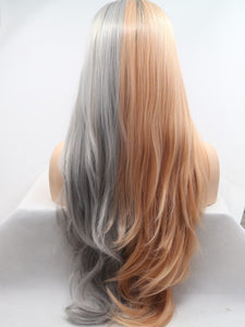 Half Orange Half Grey Lace Front Wig 144