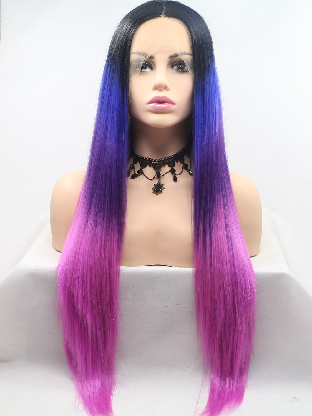 Black Root Smog Blue To Purple Lace Front Wig 147
