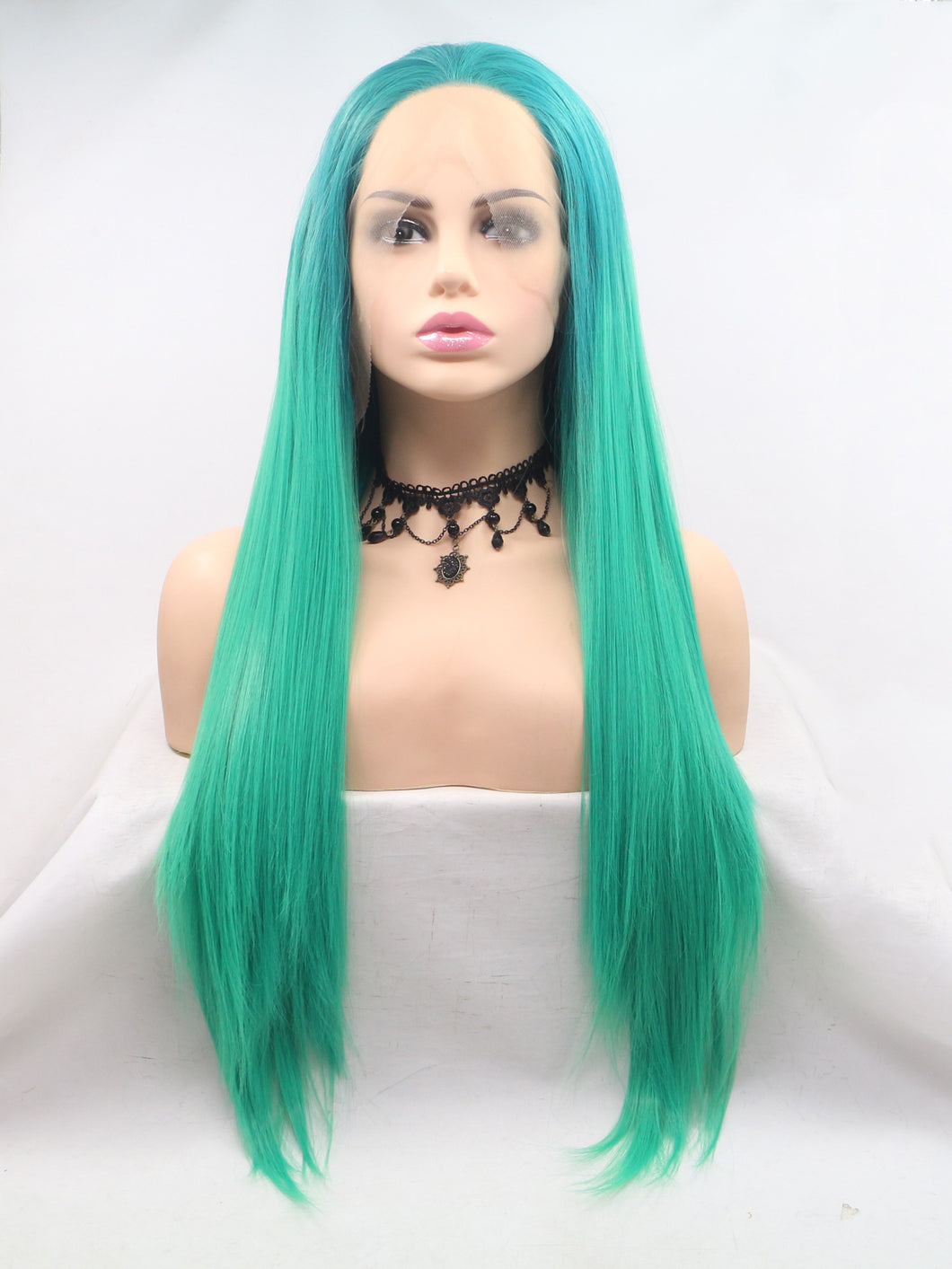 Gradient Green Lace Front Wig 347