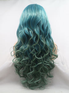 Forest Elf Blue Green Mixed Lace Front Wig 382