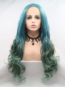 Forest Elf Blue Green Mixed Lace Front Wig 382