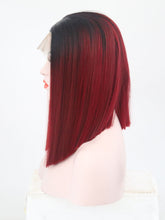 Load image into Gallery viewer, Rooted Wine Red Bob Lace Front Wig 112