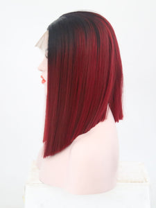 Rooted Wine Red Bob Lace Front Wig 112