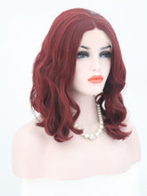 Load image into Gallery viewer, Wine Red Wavy Lace Front Wig 110