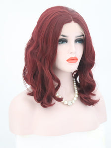 Wine Red Wavy Lace Front Wig 110