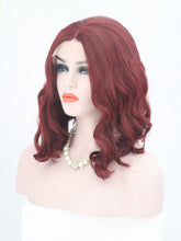 Load image into Gallery viewer, Wine Red Wavy Lace Front Wig 110