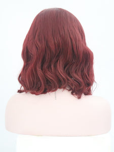 Wine Red Wavy Lace Front Wig 110