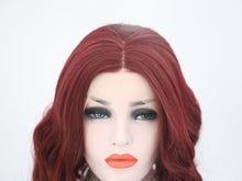 Load image into Gallery viewer, Wine Red Wavy Lace Front Wig 110