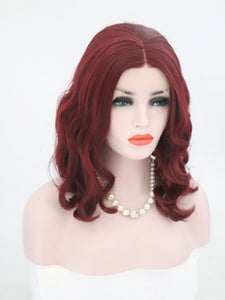 Wine Red Wavy Lace Front Wig 110