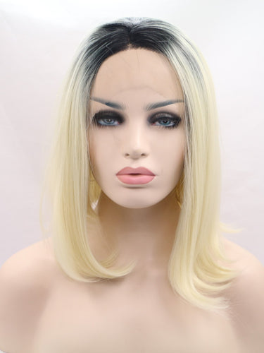 Black Root Light Blonde Lace Front Wig 364