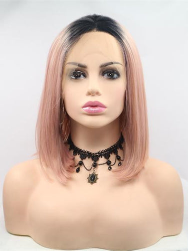 Rooted Ombre Pink Bob Lace Front Wig 357
