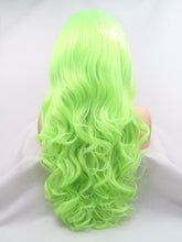 Load image into Gallery viewer, 26“ Light Spring Green Wavy Lace Front Wig 537