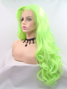 26“ Light Spring Green Wavy Lace Front Wig 537
