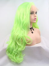 Load image into Gallery viewer, 26“ Light Spring Green Wavy Lace Front Wig 537