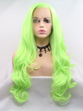 Load image into Gallery viewer, 26“ Light Spring Green Wavy Lace Front Wig 537