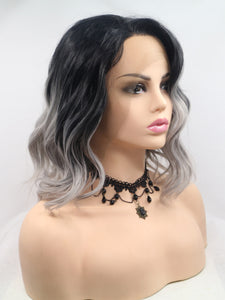 12“ Rooted Gray Bob Lace Front Wig 542