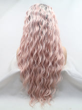 Load image into Gallery viewer, 26&quot; Rooted Light Pink Wavy Lace Front Wig 379