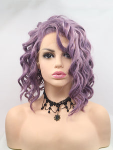 12" Dusty Purple Curly Lace Front Wig 356