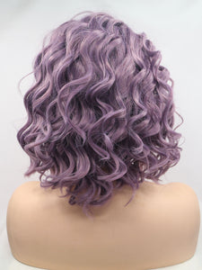 12" Dusty Purple Curly Lace Front Wig 356
