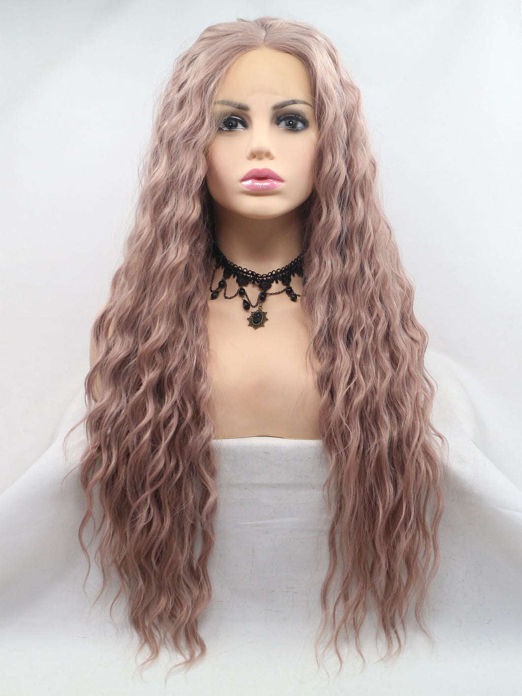 26“ Milky Lavender Wavy Lace Front Wig 530