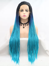 Load image into Gallery viewer, Rooted Gradient Blue Braided Lace Front Wig