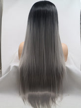 Load image into Gallery viewer, Black Root Grey Middle Lace Wig 191