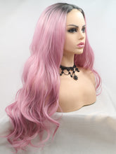 Load image into Gallery viewer, Black Root Sweet Pink Wavy Middle Lace Wig 194