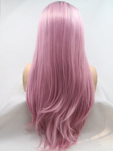 Black Root Sweet Pink Middle Lace Wig 195