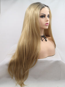 Dark Root Mixed Blonde Middle Lace Wig 196