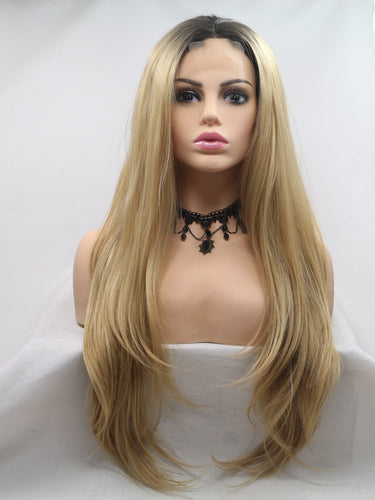 Dark Root Mixed Blonde Middle Lace Wig 196