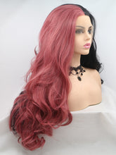 Load image into Gallery viewer, 26&quot; Half Red Half Black Lace Front Wig 531