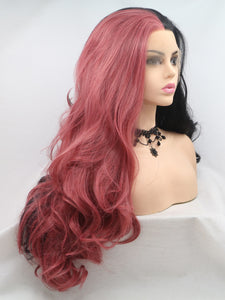 26" Half Red Half Black Lace Front Wig 531