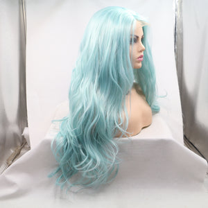 26“ Pastel Blue Wavy Lace Front Wig 533