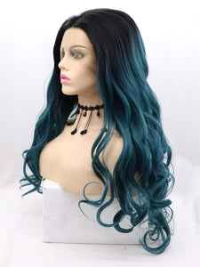 Aegean Blue Wavy Lace Front Wig 645