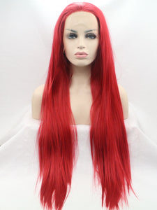 Noble Red Straight Lace Front Wig 327