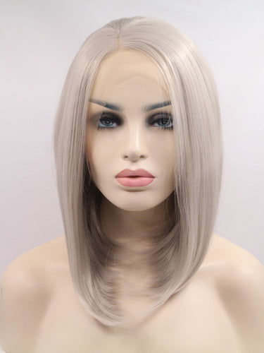 Light Grey Short Bob Lace Front Wig 316