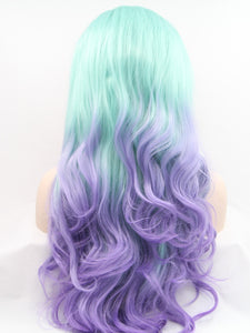 Light Blue To Purple Wavy Lace Front Wig 137