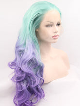 Load image into Gallery viewer, Light Blue To Purple Wavy Lace Front Wig 137