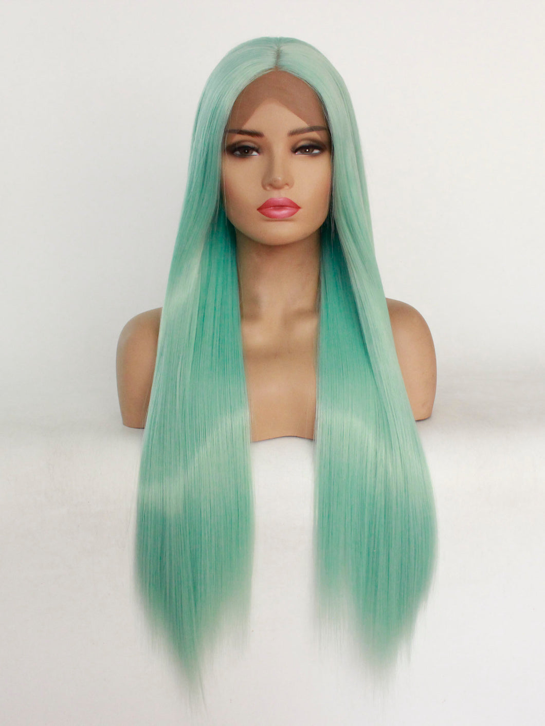 26“ Mint Green Lace Front Wig 491