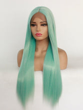 Load image into Gallery viewer, 26“ Mint Green Lace Front Wig 491
