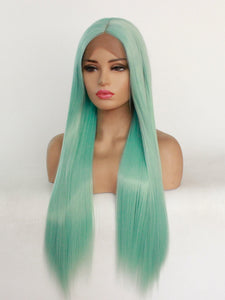 26“ Mint Green Lace Front Wig 491