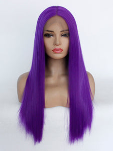 24" Blue Violet Lace Front Wig 494