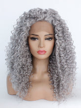 Load image into Gallery viewer, 26&quot; Gray Curly Lace Front Wig 498