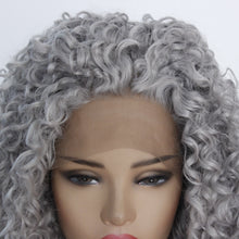 Load image into Gallery viewer, 26&quot; Gray Curly Lace Front Wig 498